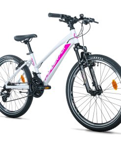 Velo Musculaire VTT 24 Leader Fox Spider 2026 Fille Blanc 7V (Taille Enfant 135 À 145 CM)