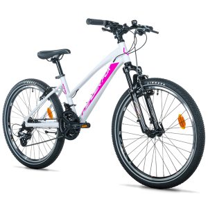 Velo Musculaire VTT 24 Leader Fox Spider 2026 Fille Blanc 7V (Taille Enfant 135 À 145 CM)
