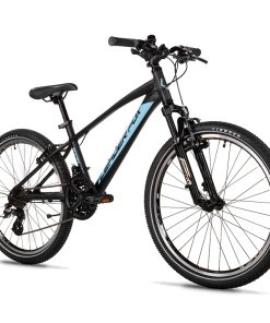 Velo Musculaire VTT 24 Leader Fox Spider 2026 Garcon Noir Mat 7V (Taille Enfant 135 À 145 CM)