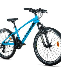 Velo Musculaire VTT 24 Leader Fox Spider 2026 Garcon Bleu 7V (Taille Enfant 135 À 145 CM)