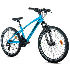 Velo Musculaire VTT 24 Leader Fox Spider 2026 Garcon Bleu 7V (Taille Enfant 135 À 145 CM)