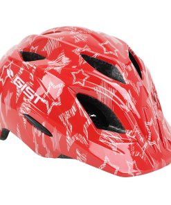 Casque Velo Enfant Gist Welly Rouge avec Motifs Taille 47-52cm avec Molette et Eclairage Led