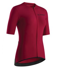 Maillot Gist Lady - Femme Manches Courtes Supremo Zip Total Rouge Amarante S - 5371