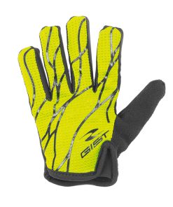 Gants Velo Enfant - Junior VTT Long Gist Jaune Fluo-Noir 10-12 Ans (Paire sur Carte) sans Velcro - 8157