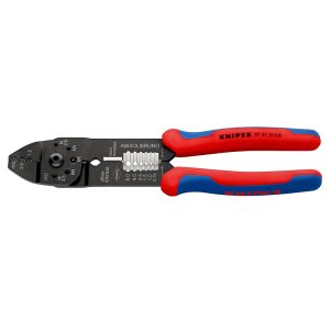 Pince A Sertir Universelle Pro Knipex Compact Preciforce 230mm avec Poignee Ergonomique pour Cosses et Connecteurs Non Isoles (97 21 215 B) - Made In Germany-