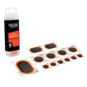 Kit Reparation Chambre A Air Velox Route Autocollantes - Boite (6 Patchs 15mm + 4 Patchs 25mm + 2 Patchs 24x34mm + 1 Patch 32x50 MM)