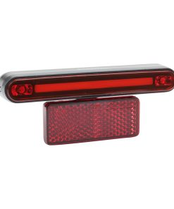 Eclairage Velo VAE - E-Bike Arriere sur Porte-Bagage Marwi Stopline 6-12V Noir Fonction Feu Stop Entraxe 50-80mm (Vendu A l'Unite sur Carte) - Homologation Stvzo