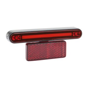 Eclairage Velo VAE - E-Bike Arriere sur Porte-Bagage Marwi Stopline 6-12V Noir Fonction Feu Stop Entraxe 50-80mm (Vendu A l'Unite sur Carte) - Homologation Stvzo