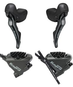Frein A Disque Route Hydraulique Shimano Tiagra Kit Avant + Arriere 2x10V. Noir (Levier-Manette avec Etrier Br-4770 + Durite Assemble 1700mm-1000mm) (Montage Atelier)