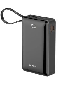 Batterie Externe Power Bank Rixus 20000 Mah 5V Noir avec Indicateur de Batterie, Sangle de Transport Compatible Usb-C - Usb-a - RXBP02-