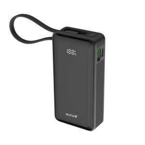 Batterie Externe Power Bank Rixus 10000 Mah 5V Noir avec Indicateur de Batterie