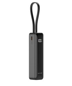 Batterie Externe Power Bank Rixus 5000 Mah 5V Noir avec Indicateur de Batterie, Sangle de Transport Compatible Usb-C - Usb-a - RXPB03-