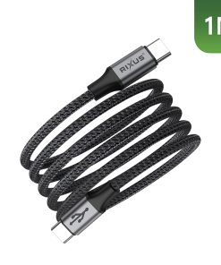 Cable de Chargement Usb-C Rixus Magnetique Noir 1m 60W (Vendu A l'Unite) - RXUC66C-