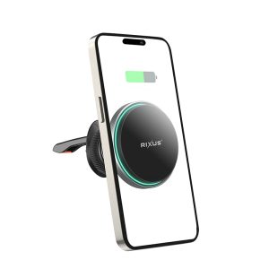 Alternative view of Station de Charge-Support Smartphone-Telephone Rixus Universel Magnetique Noir Fixation Grille Ventilation Voiture (Vendu A l'Unite) Inclus Cable Usb-C - RXWC12-