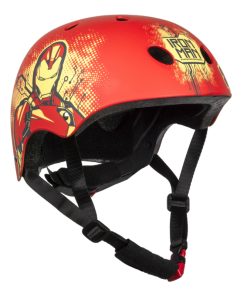 Casque velo enfant disney v3 marvel iron man rouge avec molette reglage taille 54-58 (vendu sur carte)