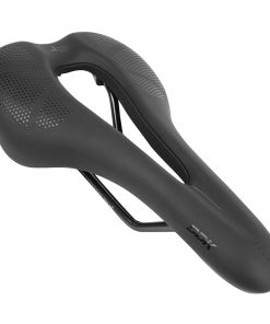 Selle newton VTT - gravel noir ergometric avec trou central 269x140mm rail acier noir