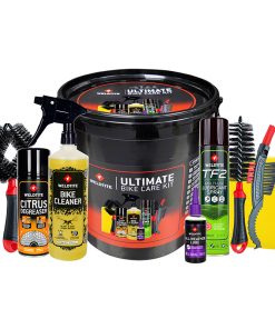 Pack-kit bike care ultimate weldtite entretien (contient 3 brosses cadre-pneu-cassette-chaine-nettoyant-spray degraissant-spay lubrifiant tf2 ceramique-lubrifiant all weather-seau-eponge)
