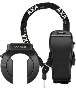 Antivol velo fer a cheval axa atlas noir avec chaine plug diam 5.5 mm 1.30m (cle retractable) - securite niveau 14 -livre avec sacoche de selle ) -securite niveau 14-15