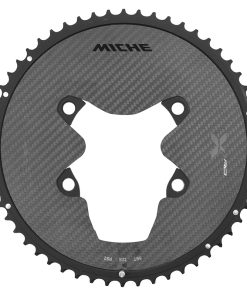 Plateau route 4bra d.110 pour Shimano dura ace r9200 miche 56dts exterieur noir 12v. alu, carbone 3k (poids 127 g) -x2 rd r92-