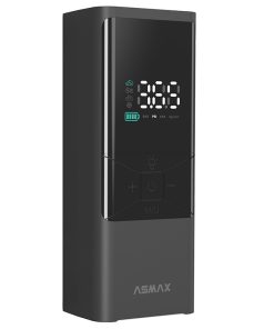 Compresseur-gonfleur-pompe portable universel asmax t40 digital 150 psi 10 bars max (fonction power bank, eclairage, detection pression pneu, pre-reglage de la pression, arret automatique)