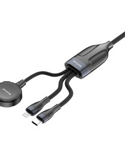 Alternative view of Cable de chargement usb-c 3 en 1 avec station de charge magnetique pour montre12w, cable usb-c 15w, cable pour apple lightning 15w rixus noir 1,20m 5v (vendu a l'unite) -rxuc31-